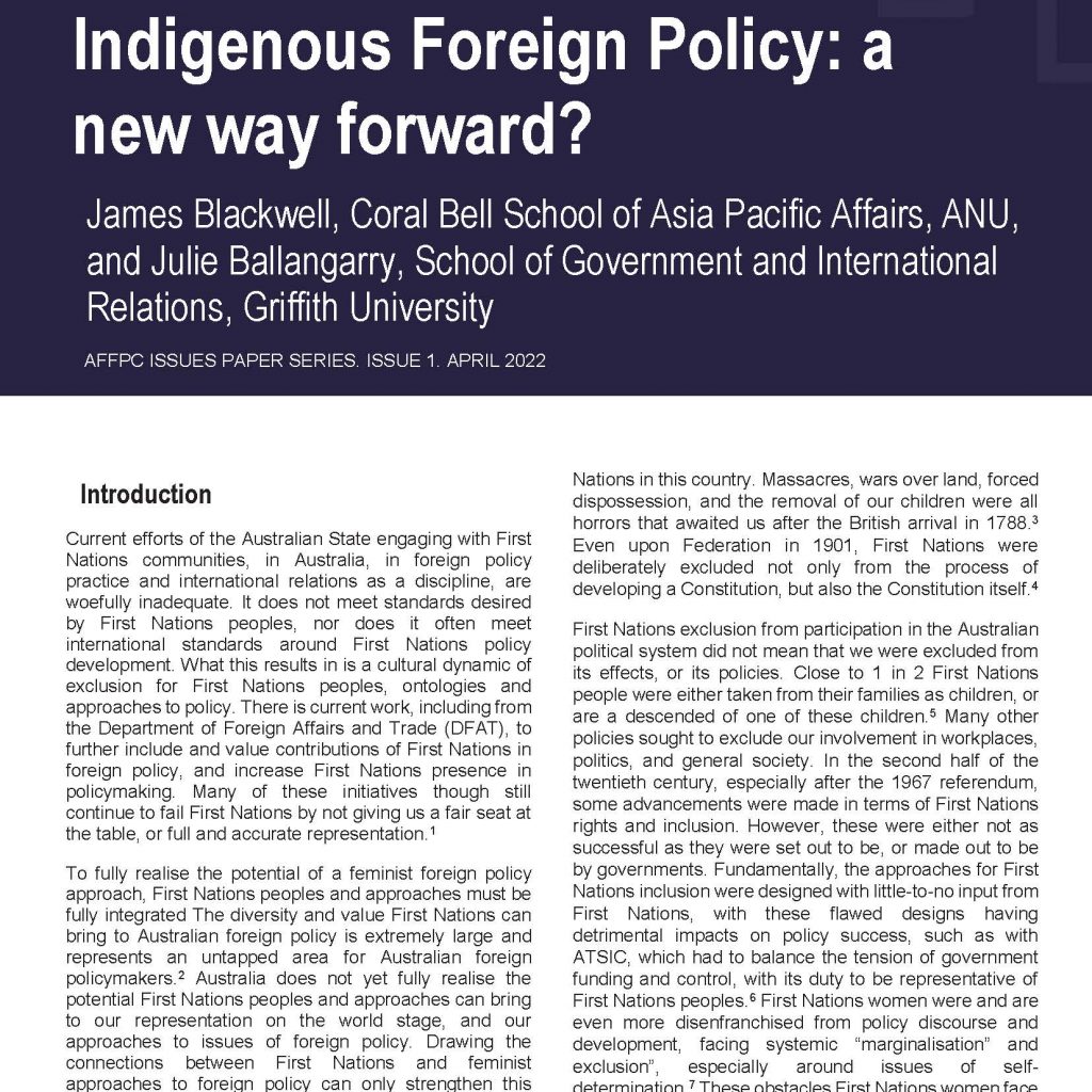Cover of the AFFPC Issues Paper document
