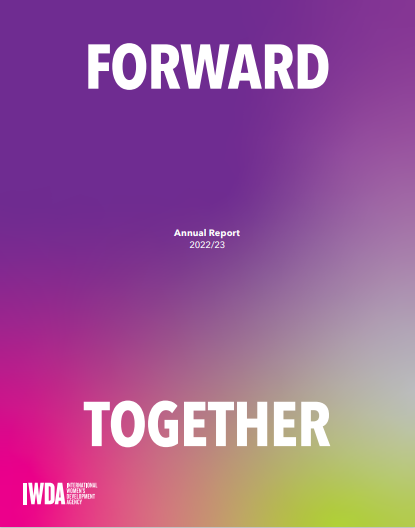 IWDA annual report cover 2022/23 titled Forward Together