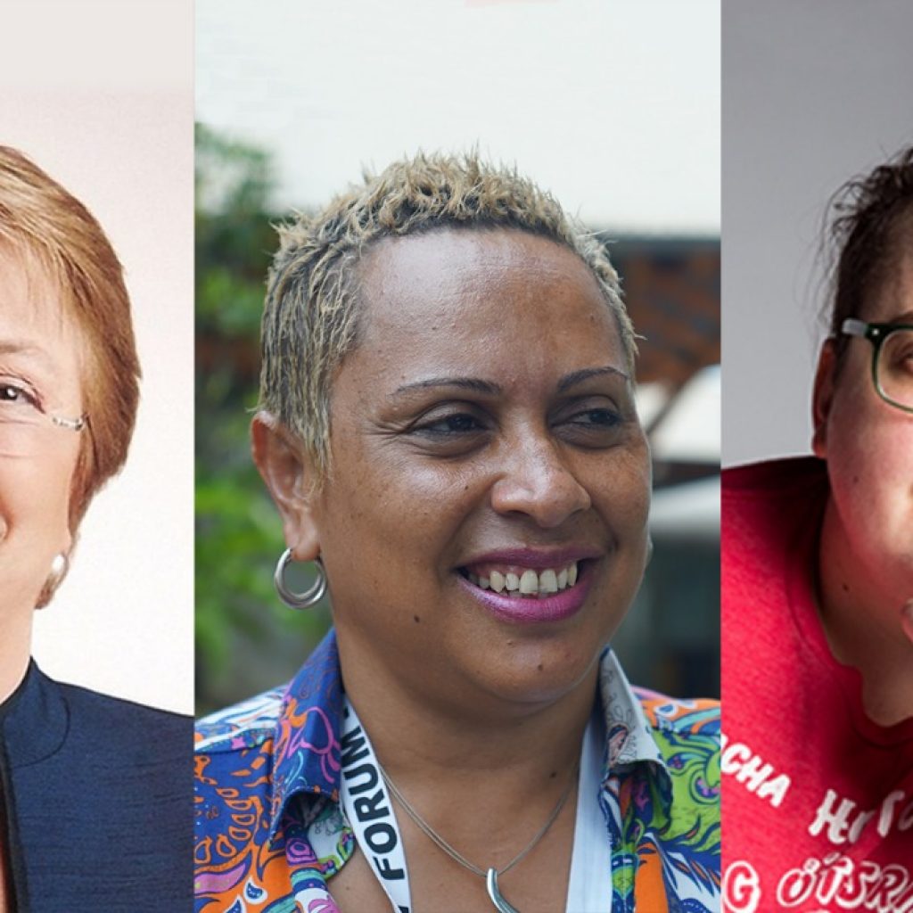 Image of Michelle Bachelet, Maria Nailevu and Rebecca Shaw