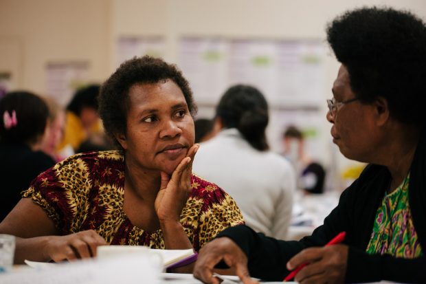 Domitila Pamalmle and Elizabeth Tongne of Wide Bay Conservation Association. Photo: Gemma Carr