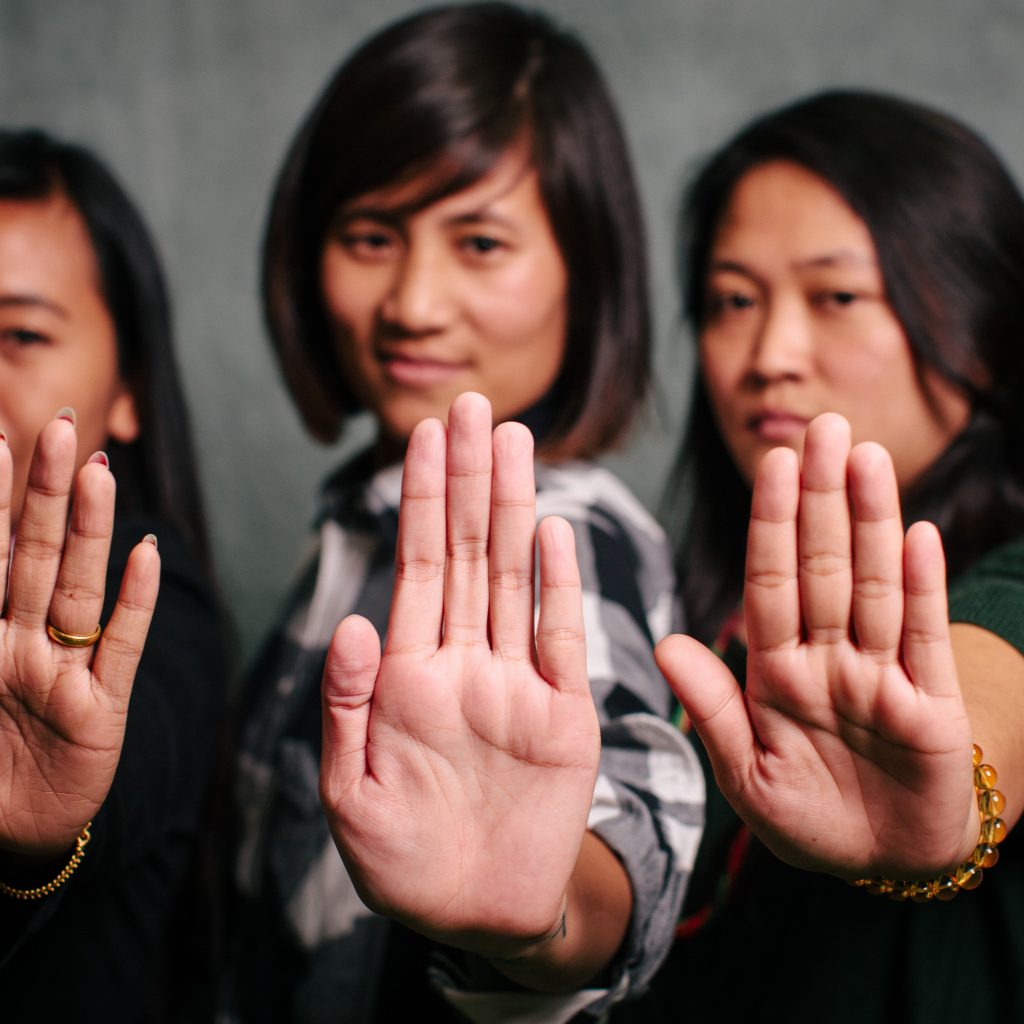 Lway Moe Kham of Palaung Women's Organisation, Boe Cho of Women’s League of Burma, and Julia Marip of Women's League of Burma. Photo: Gemma Carr