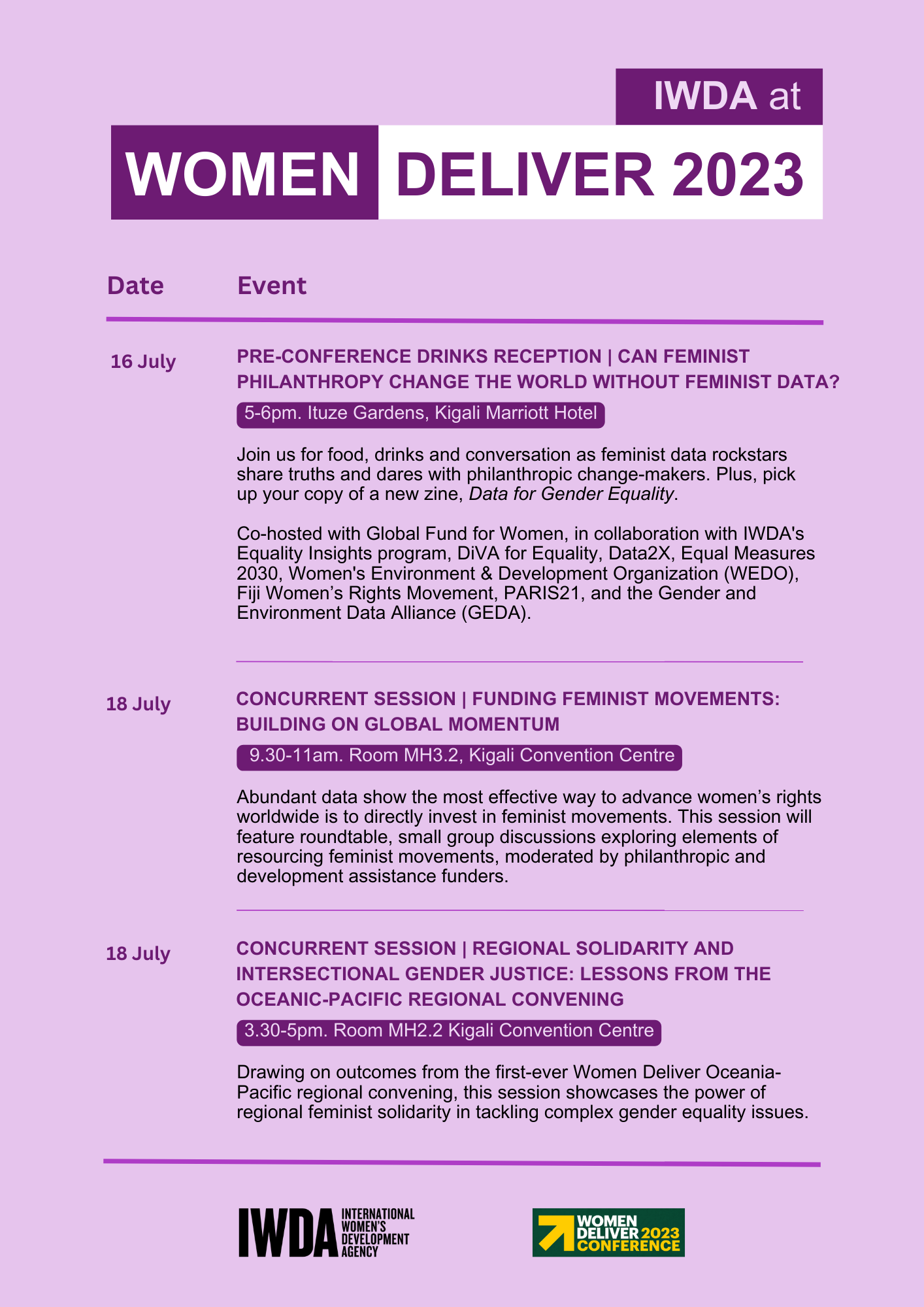 Purple colour event schedule