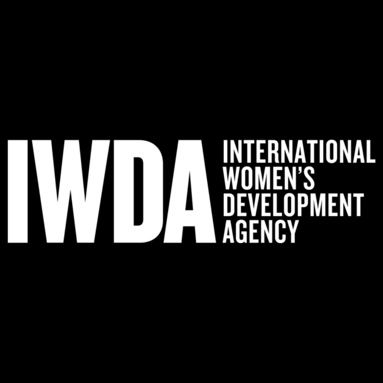Black background with IWDA International Womens Development Agency in white text