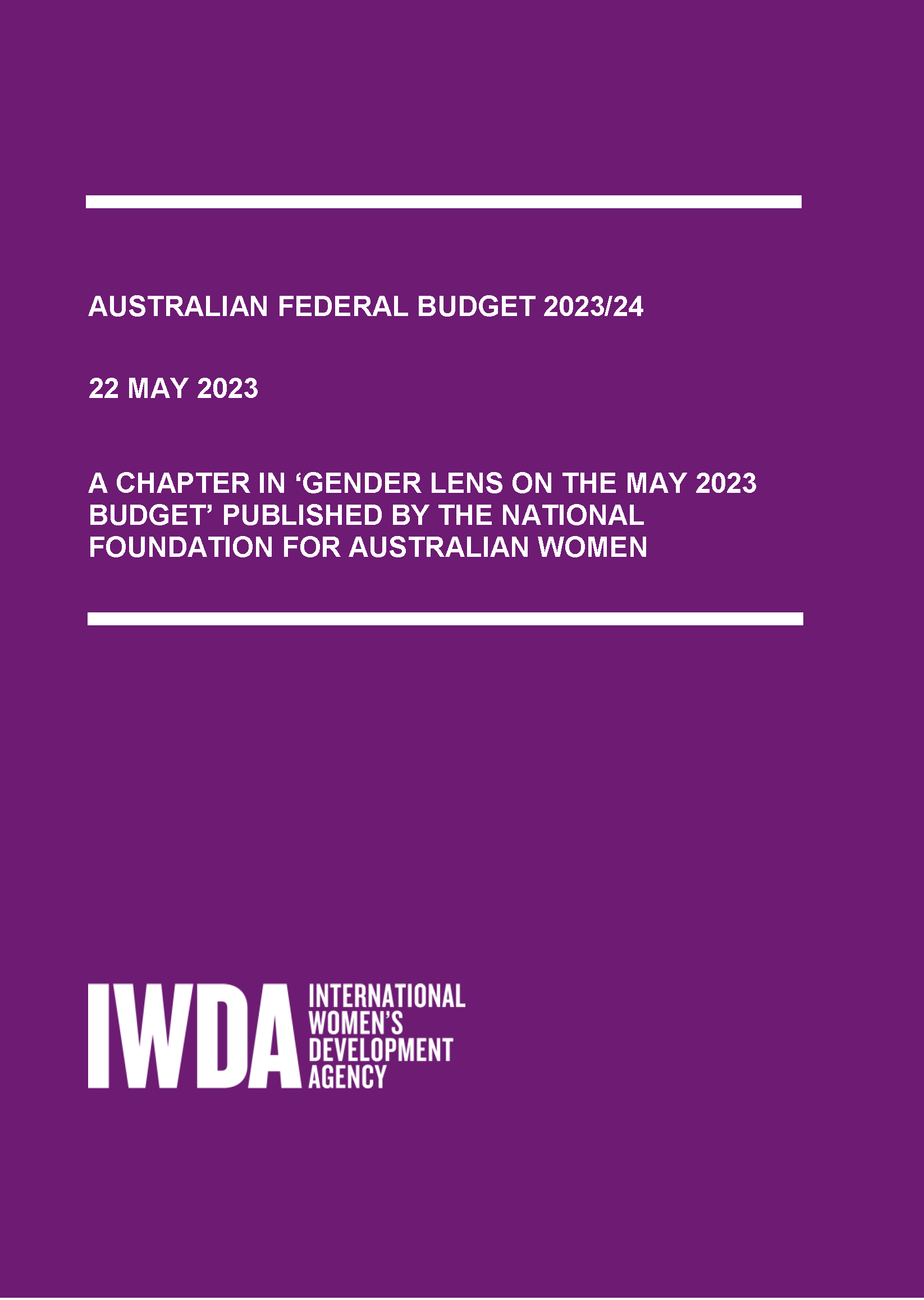 Purple cover page with white heading text for the Budget Anaysis