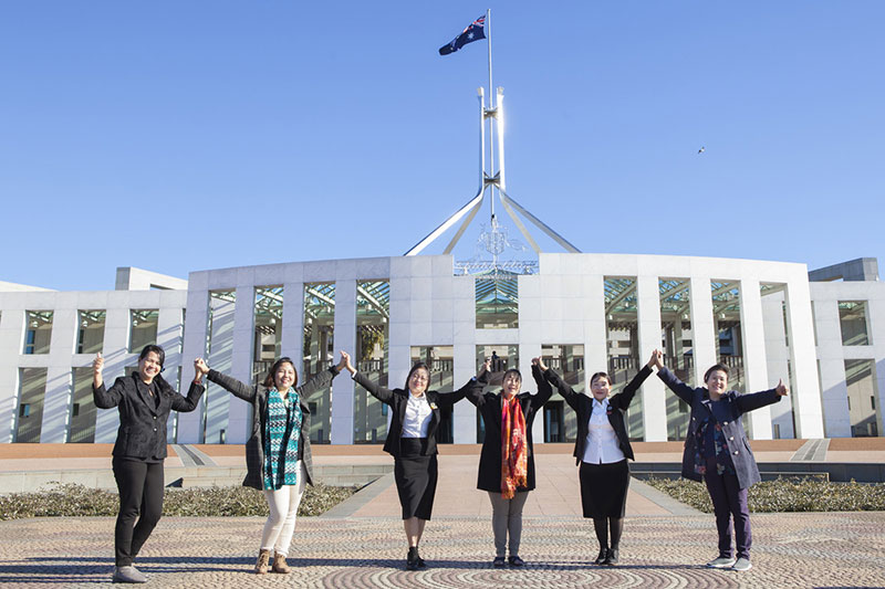 Myanmar women MPs at Canberra's Parliament House.