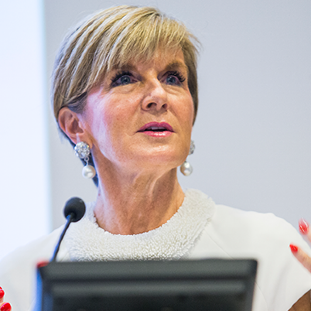 Julie Bishop at the 2017 Australasian Aid Conference. Photo: Stuart Hay/ANU