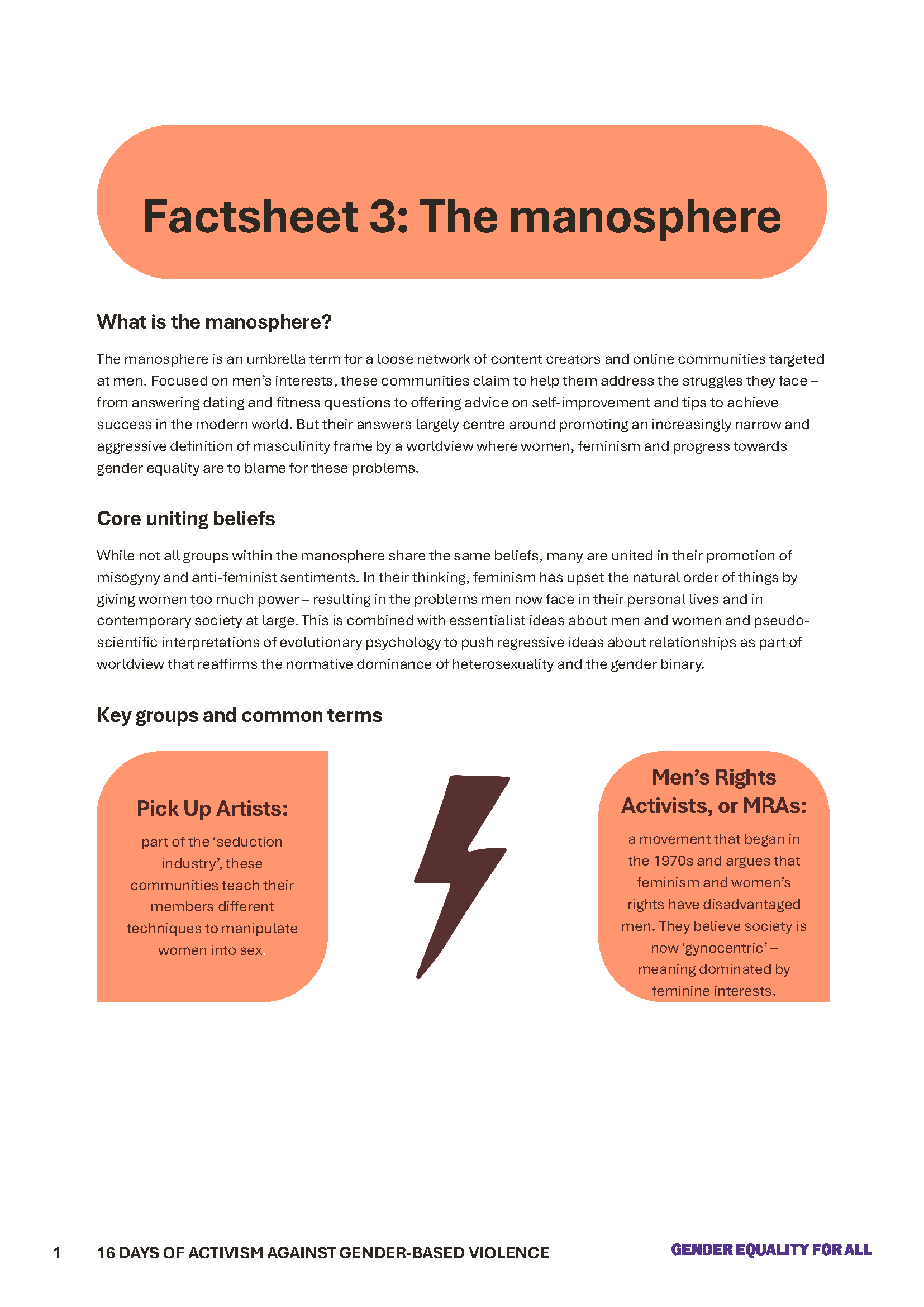 Manosphere fact sheet cover