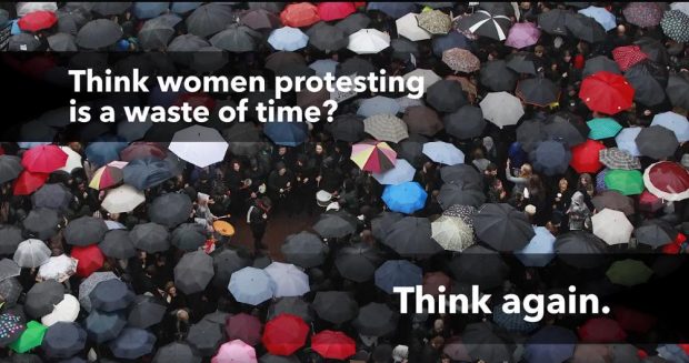 Image of women protesting in Poland
