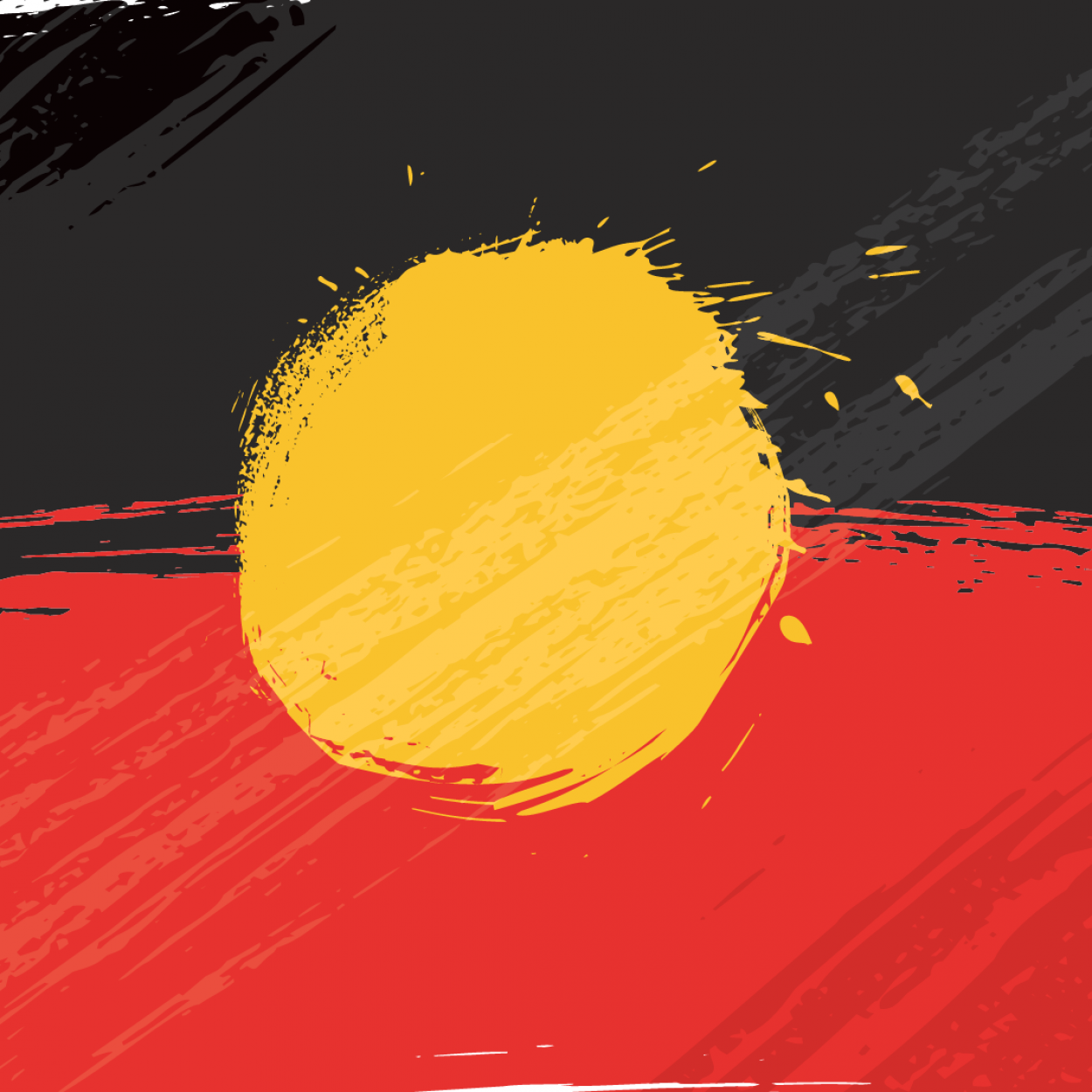 Painted Image of Aboriginal Flag, cropped into a square