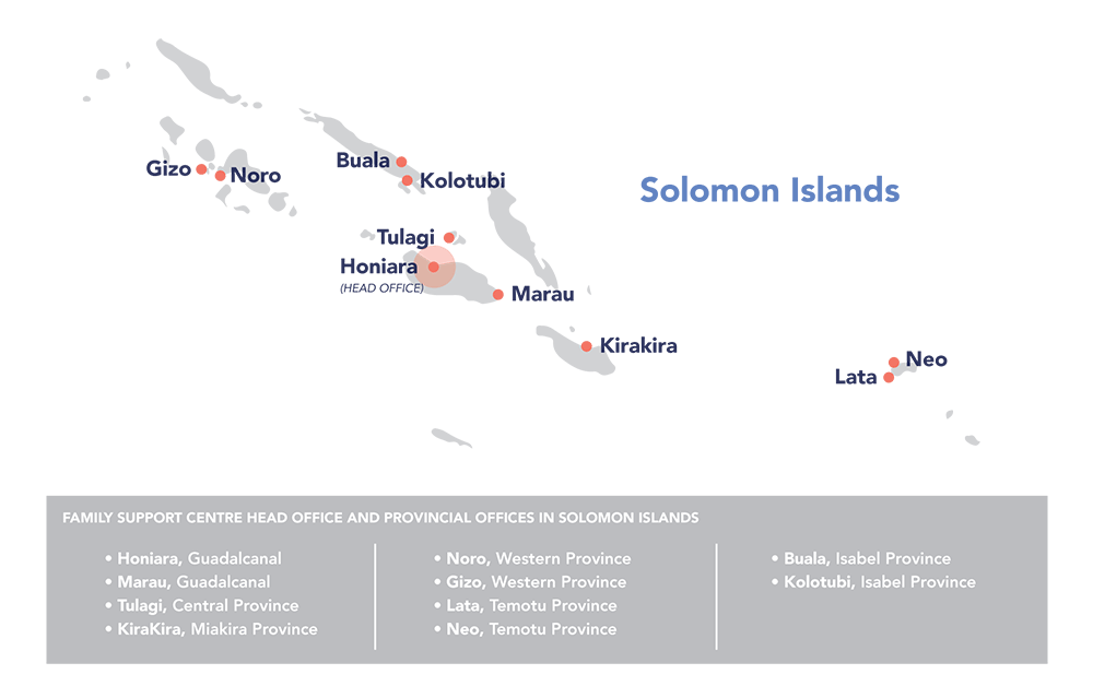 map of locations where FSC works in Solomon Islands