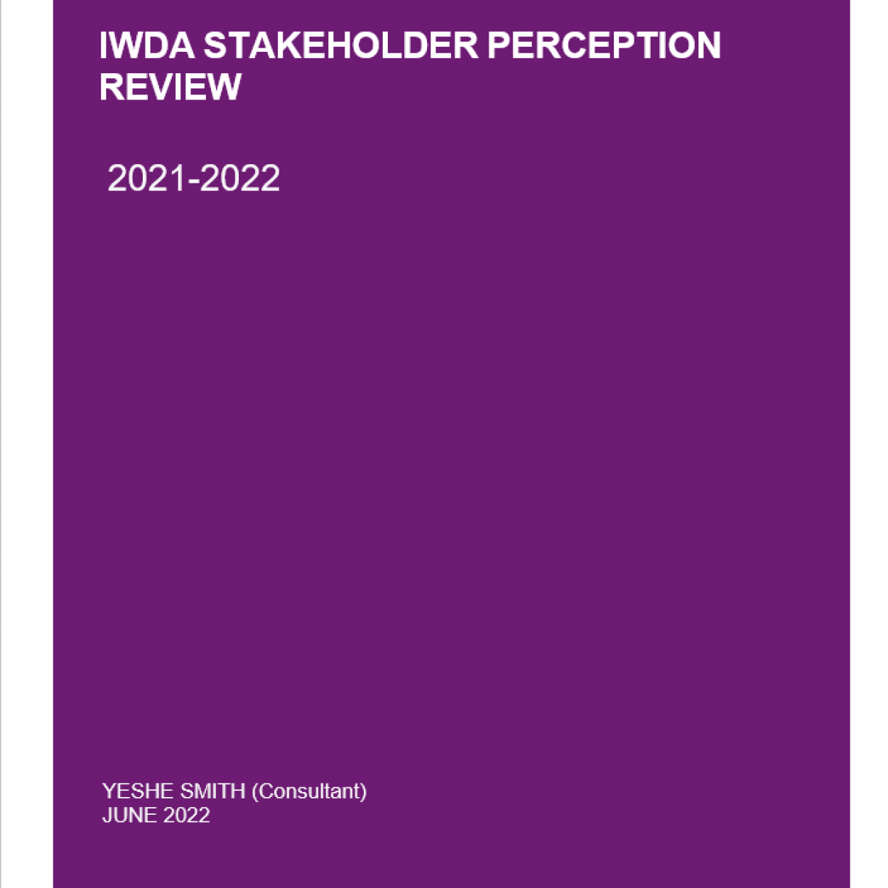 Cover page of the stakeholder perceptions document