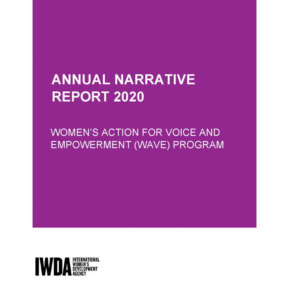 Purple background with white text heading that says 'Annual Narrative Report 2020'