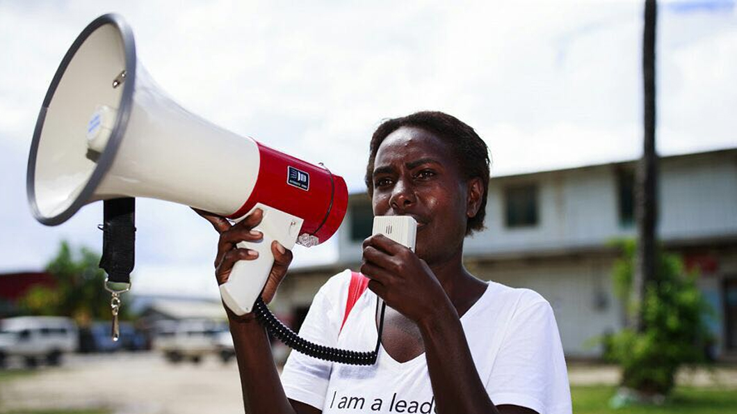 A participant in Bougainville Women's Federation's Young Women's Leadership forum in Bougainville. Photo: Harjono Djoyobisono/IWDA