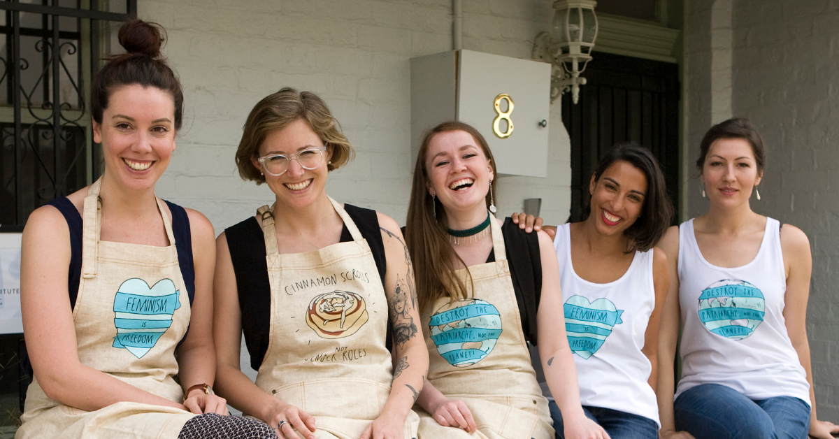 Sarah Gosper, Sarah McCook, Scarlett Thorby-Lister, Emma Fulu and Marta Jasinska of The Equality Institute. Photo:  Chris Palethorpe