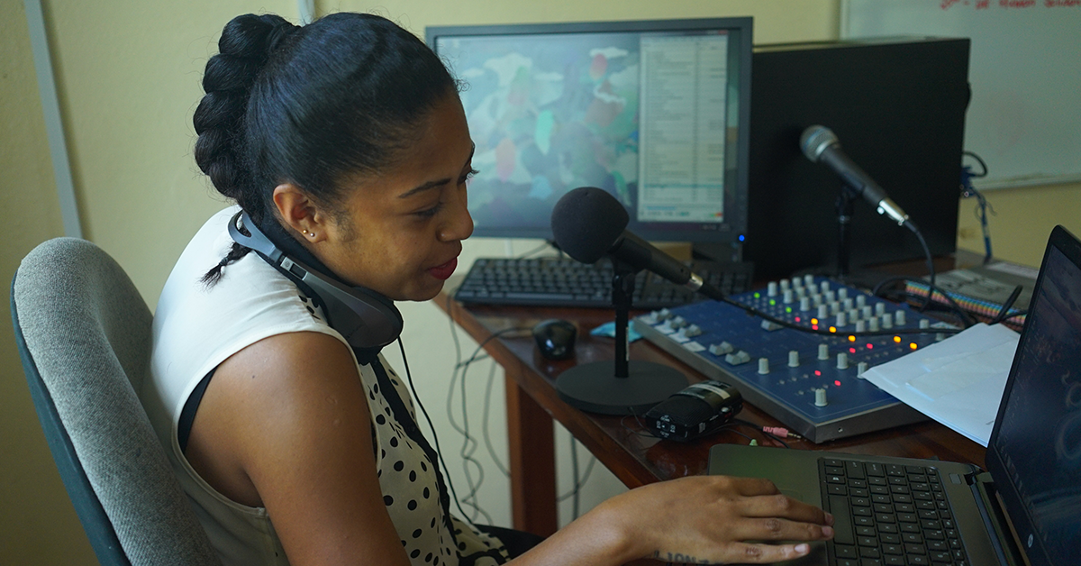 FemLINKPACIFIC's radio broadcast in action. Photo: Donna Yeatman