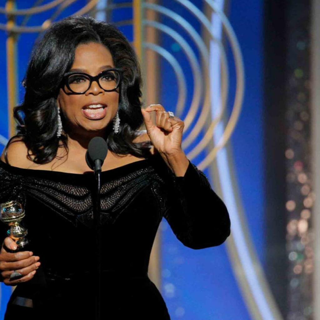 Oprah Winfrey at the 2018 Golden Globes. Photo: Paul Drinkwater/Getty