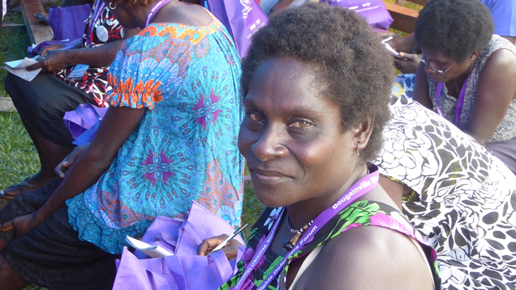 Image of a woman participating at the Bougainville Women Human Rights Defenders Forum