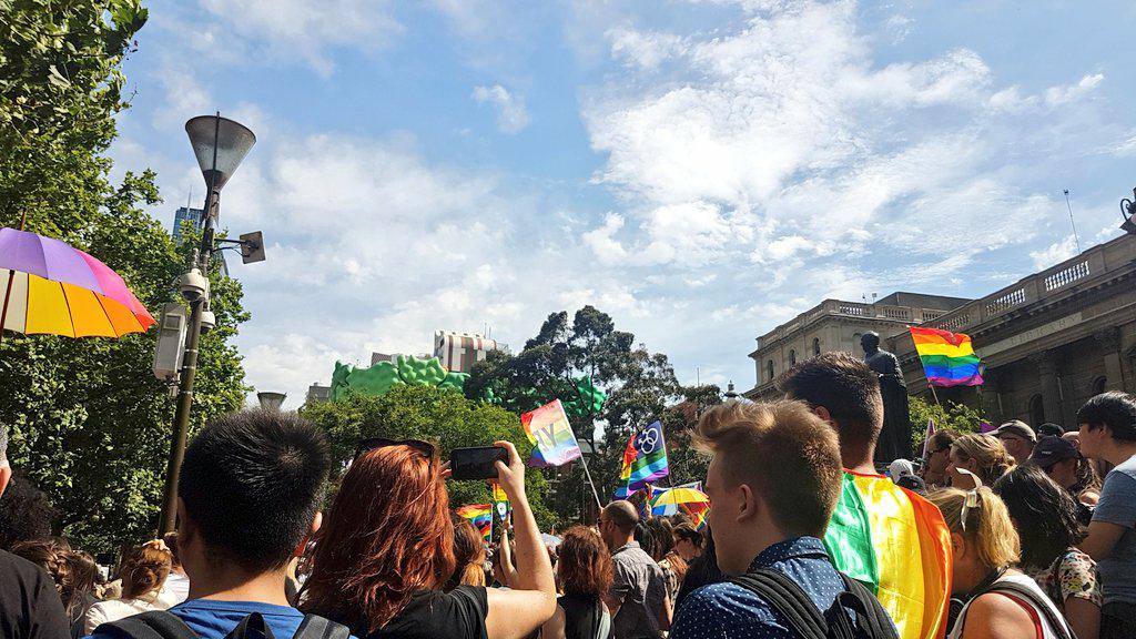 The Yes announcement at the Victorian State Library. Photo: Jessica Jones