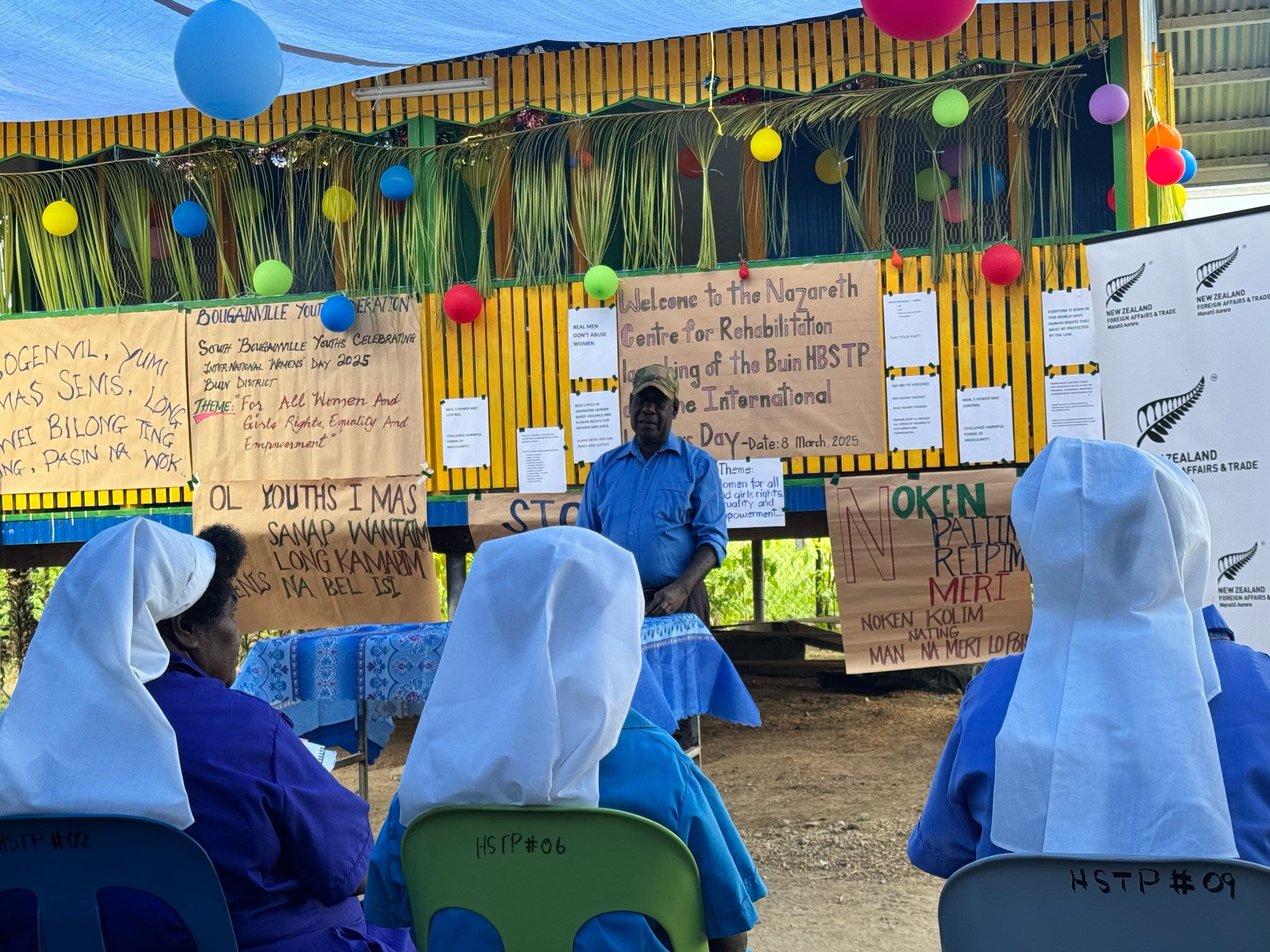 Lawrence gives a speech as part of the opening of the new Men's Hub.