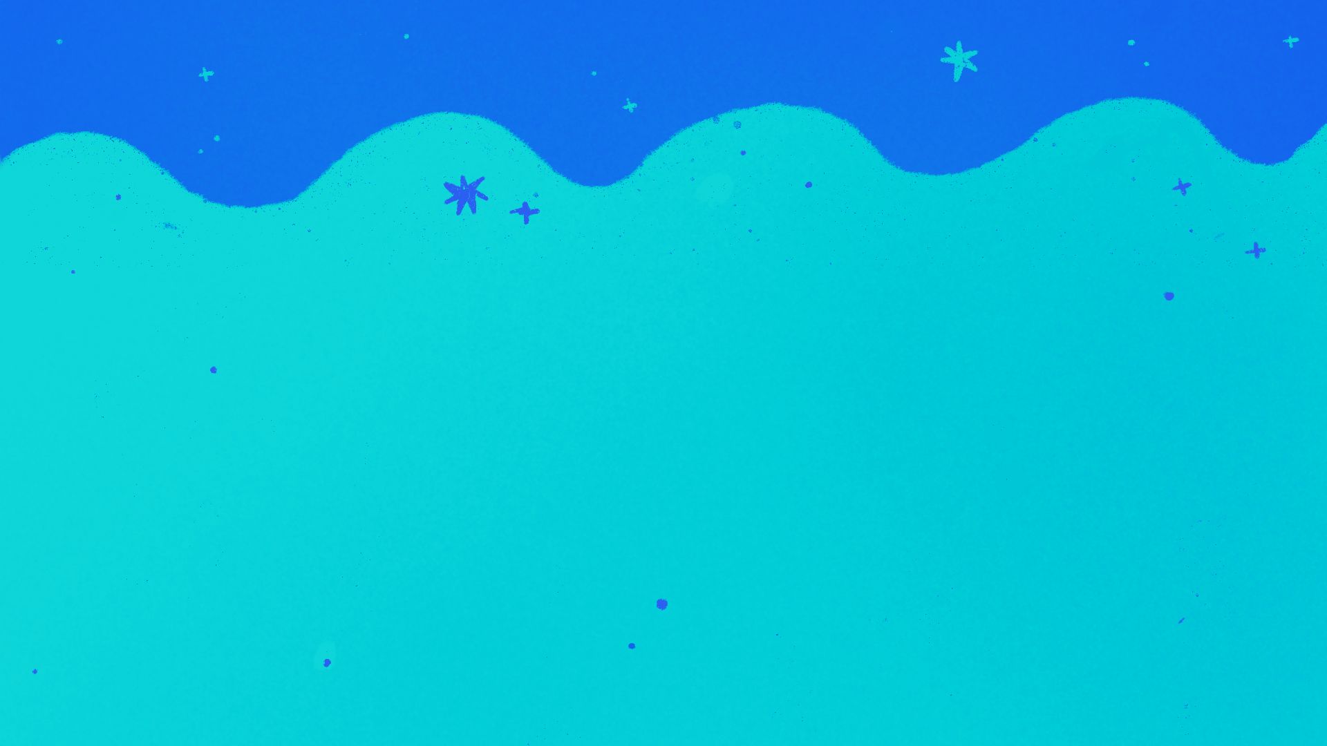 Bright teal wavy starry background