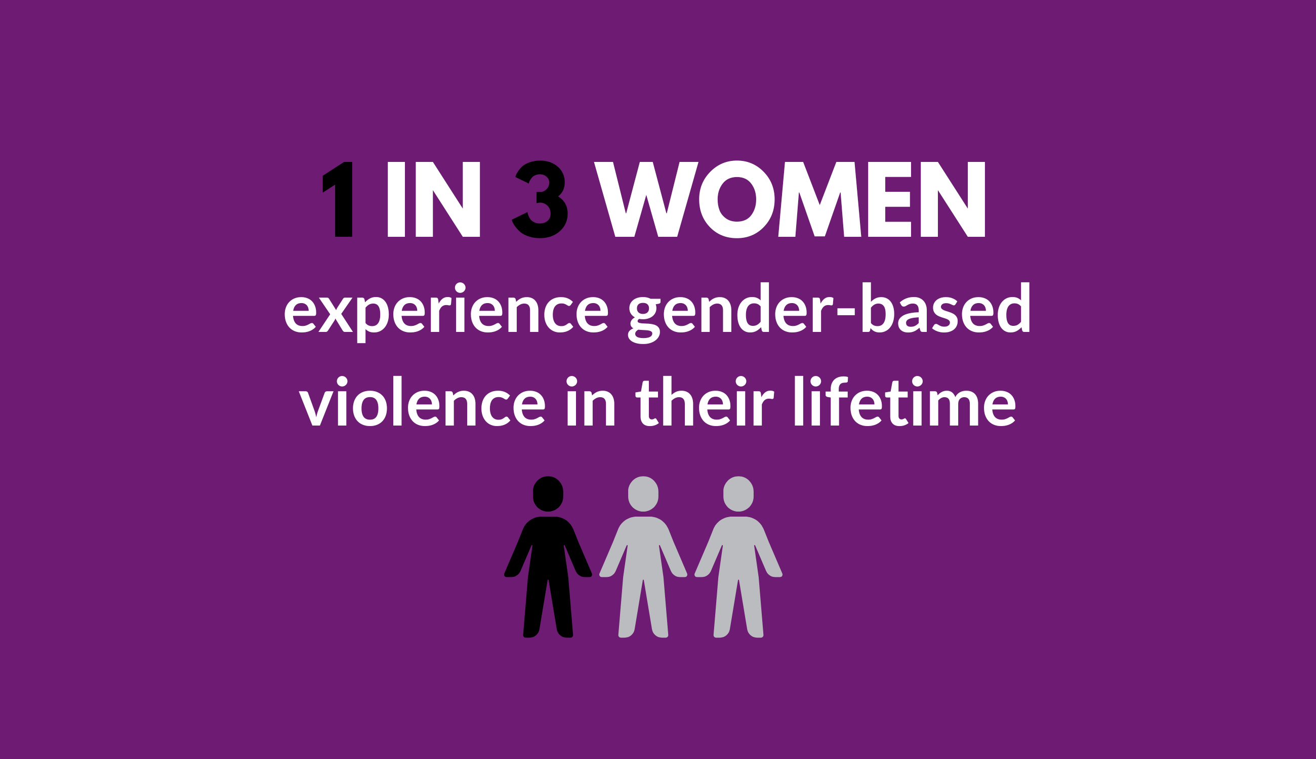 1 in 3 women experience gender-based violence in their lifetime.