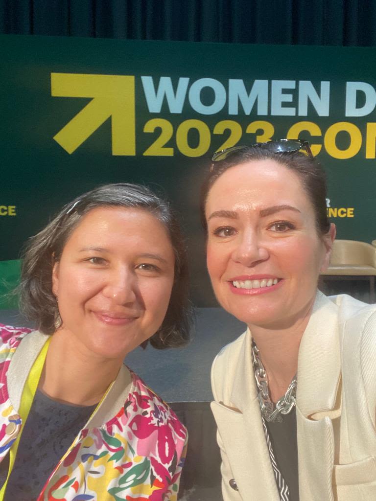 Bettina and Delphine O pose for a selfie together.